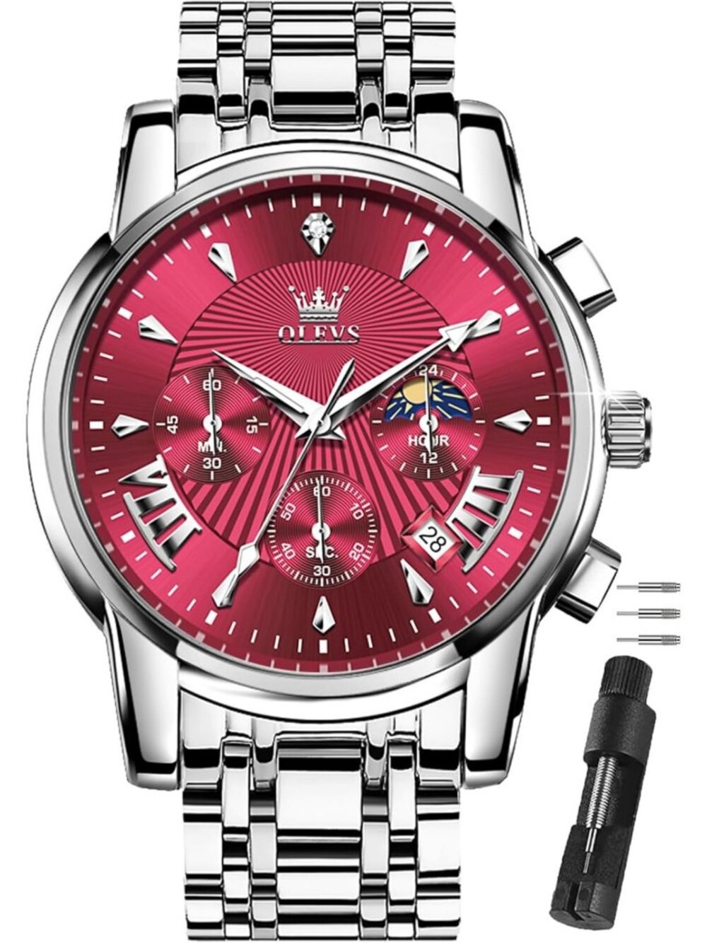 Luxury Men's Chronograph Watch - Waterproof Stainless Steel Dress Timepiece